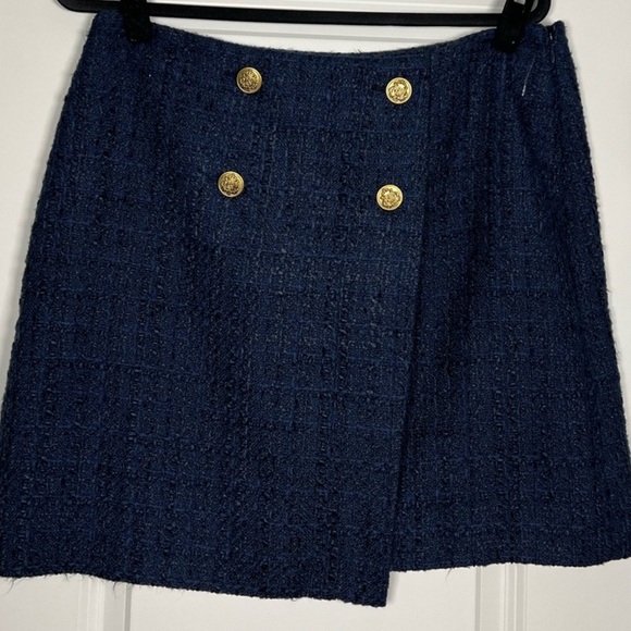 LOFT Navy Blue Midi Skirt with Gold Buttons - Picture 4 of 4